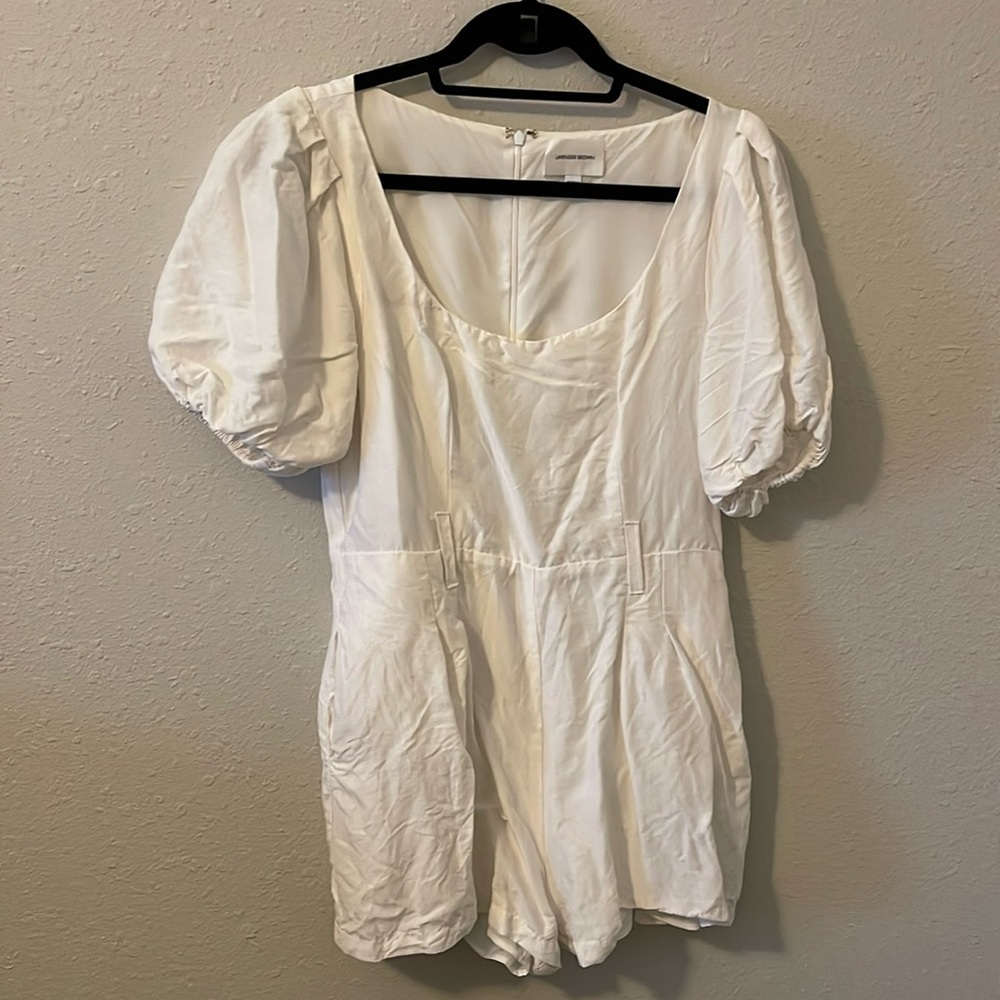 White Romper with belt loops